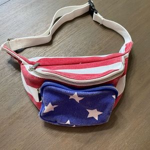 Mad Love American Flag Fanny Pack Red White Blue